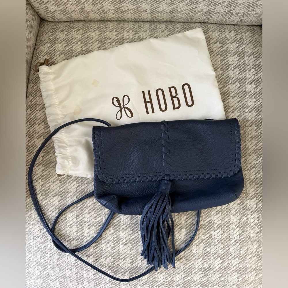 HOBO Dark Blue Leather Tassel Bag